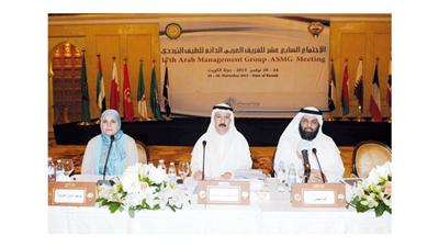 حميد القطان في افتتاح الاجتماع (تصوير: أحمد أبوعطية)