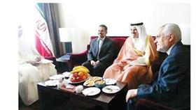 الشيخ سلمان الحمود اثناء لقائه نائب الرئيس الايراني محمد رضا رحيمي