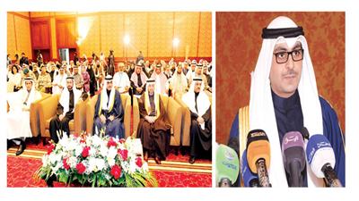 الشيخ أحمد مشعل الأحمد مفتتحا منتدى كود البناء - جانب من الحضور  (تصوير: محمد قطوف)