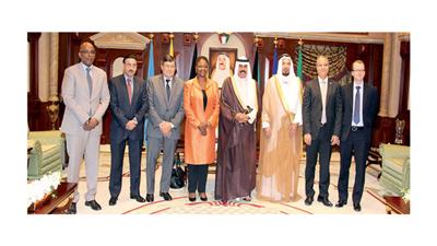 سمو ولي العهد مستقبلا د.عبدالله المعتوق وفاليري آموس والوفد المرافق لها