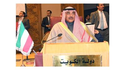 الشيخ صباح الخالد خلال ترؤسه وفد الكويت المشارك في اجتماع مجلس جامعة الدول العربية على المستوى الوزاري