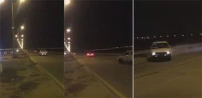 بالفيديو- متهور يمارس «التقحيص» على طريق سريع في السعودية