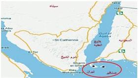 خريطة لجزيرتي صنافير وتيران