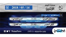 أبرز المباريات العالمية ليوم الاثنين 14 مايو 2018 أبرز المباريات العالمية ليوم الاثنين 14 مايو 2018