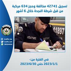 المرور: تسجيل 42741 مخالفة وحجز 634 مركبة.. خلال 6 أشهر