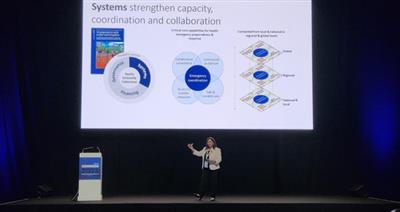 د.نعيمة القصير تشرح أهمية انظمة التواصل على المستويات المحلية والإقليمية والعالمية خلال أعمال المؤتمر الدولي لأبحاث التمريض