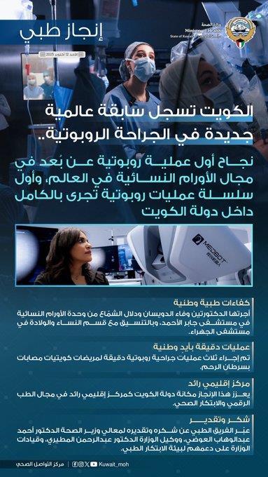 الكويت تسجل سابقة عالمية في الجراحة الروبوتية بمجال الأورام النسائية