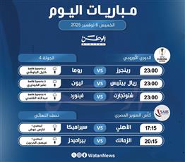أبرز المباريات العالمية ليوم الخميس 6 نوفمبر 2025