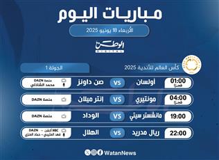 أبرز المباريات العالمية ليوم الأربعاء 18 يونيو 2025
