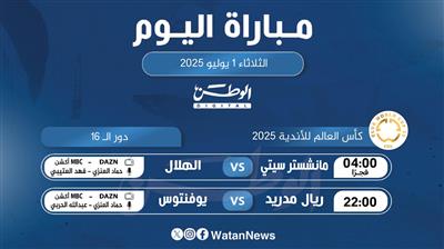 أبرز المباريات العالمية ليوم الثلاثاء 1 يوليو 2025